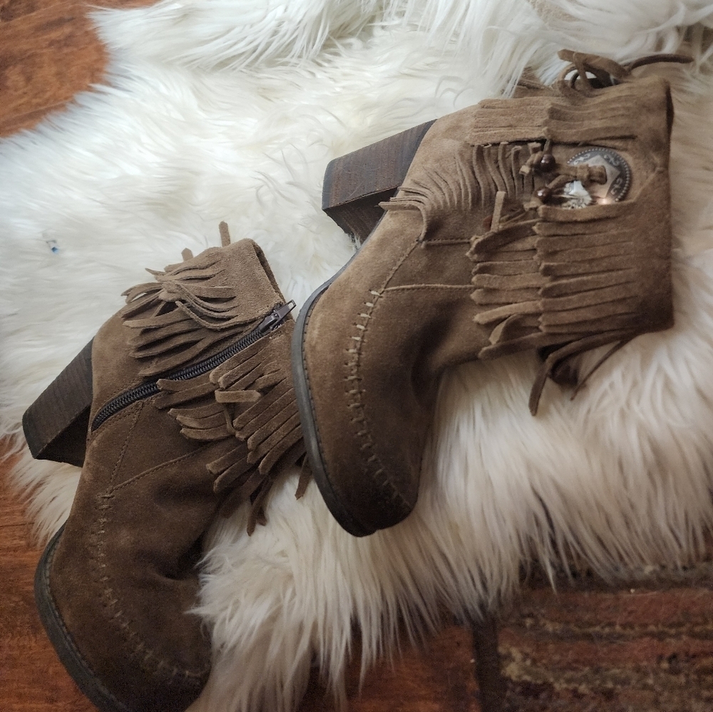 Hippy Western Fringed Booties 7.5 View 4